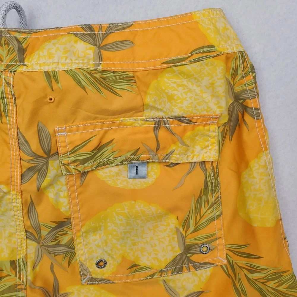 Banana Republic Shorts Mens 31 Yellow Orange Pineapple AOP VTG Boardshorts Trunk